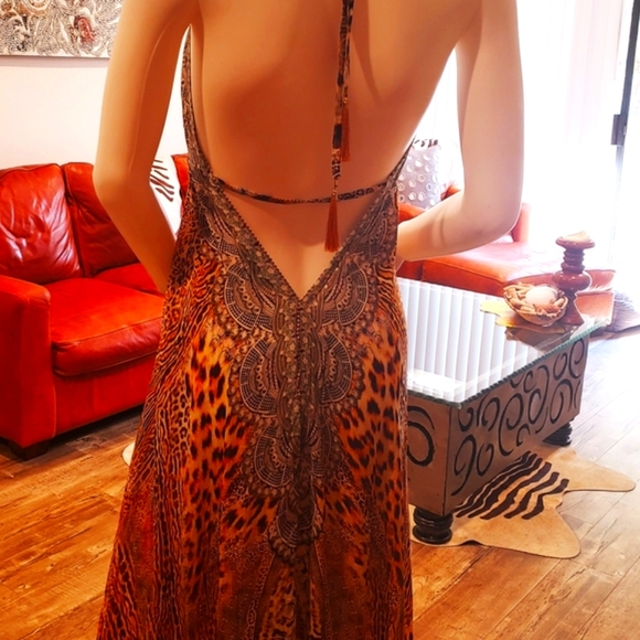 *LAST ONE***MANISH VAID- Silk Leopard Hi-Lo CRY.Emb. Dress-NWT - Picture 4 of 12